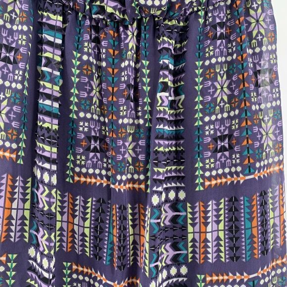 Strapless Ruffle Purple Patterned Neon Mini Dress - Picture 3 of 6